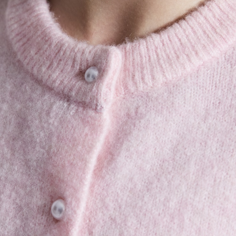 Basic Knit Short Sleeve Cardigan "Margot star" Soft Pink